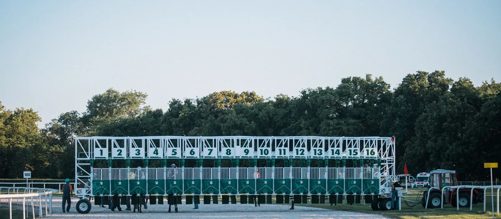Numbered starting barriers at an Australian racecourse where fixed-odds racing gambling markets are priced